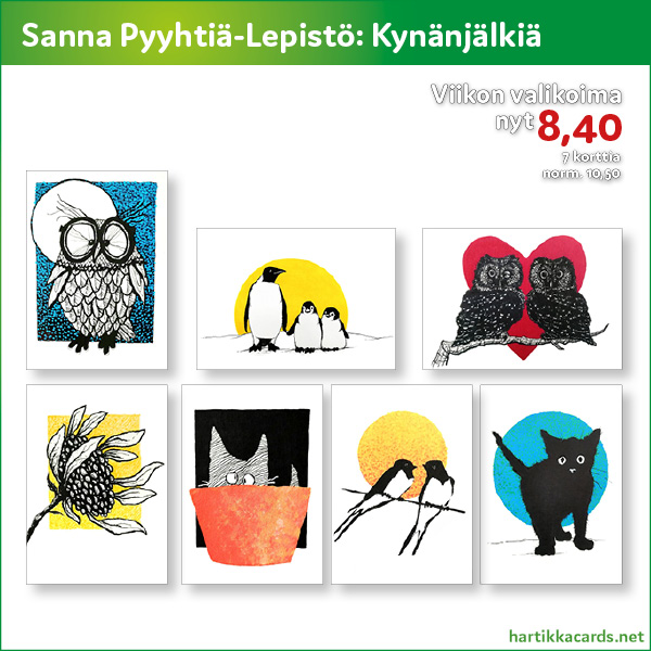 Kynänjälkiä-postikorttisarja 8,40 tämän viikon ajan!