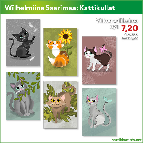 Kattikullat-postikorttisarja 7,20 tämän viikon ajan!